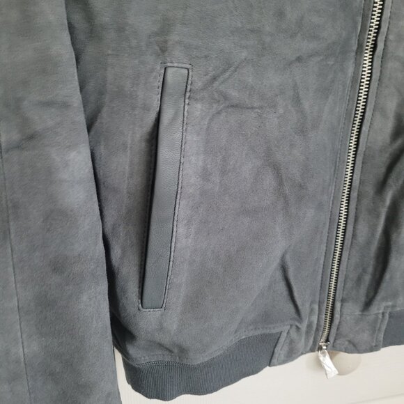 NEW JOHN VARVATOS Men's Suede Leather Jacket in Blue Smoke Size 46 EU - Picture 7 of 7